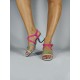 Renkli Bantlı Küp Topuklu Sandalet