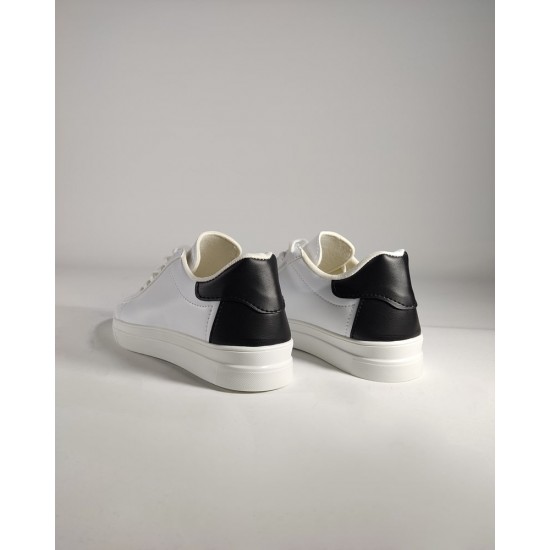 Unisex Beyaz Siyah Detaylı Günlük Spor ve Yürüyüş Ayakkabısı
